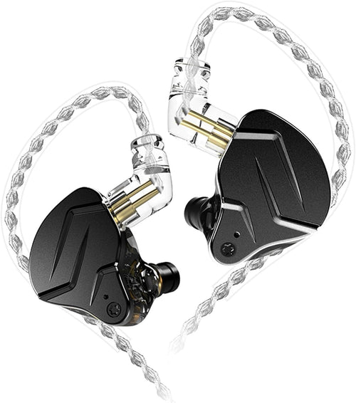 KZ ZSN PRO X Hifi in Ear Monitor IEM Headphones, 1BA 1DD Earbud Headphone Dual Driver Drummer Musician Earphone Stereo Headset with Removable C Pin Cable for Church (NO Mic, Dark Black)……